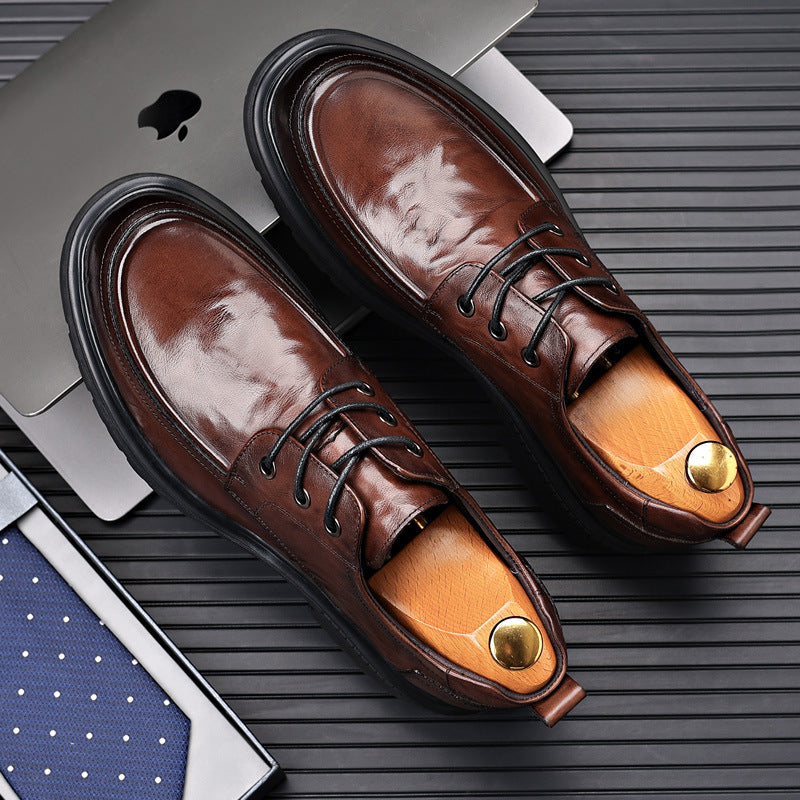 Men's Spring Breathable British Business Derby Leather Shoes