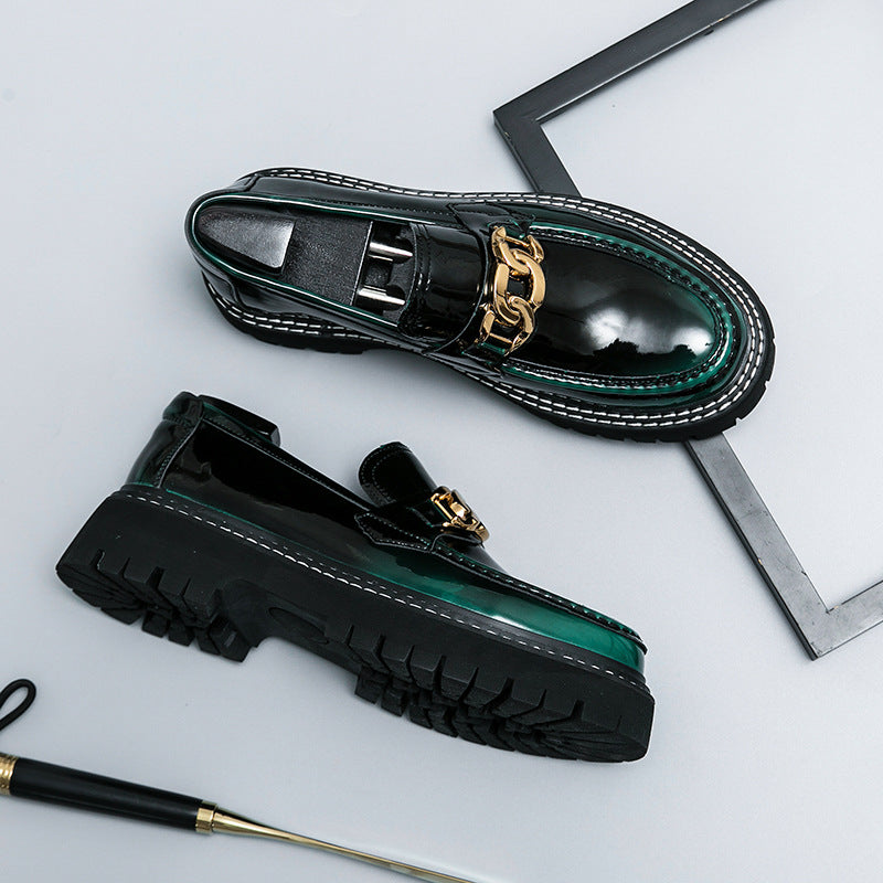 Men's Sole Patent Glossy Slip-on Fashion Korean Style Men's Business Leather Shoes