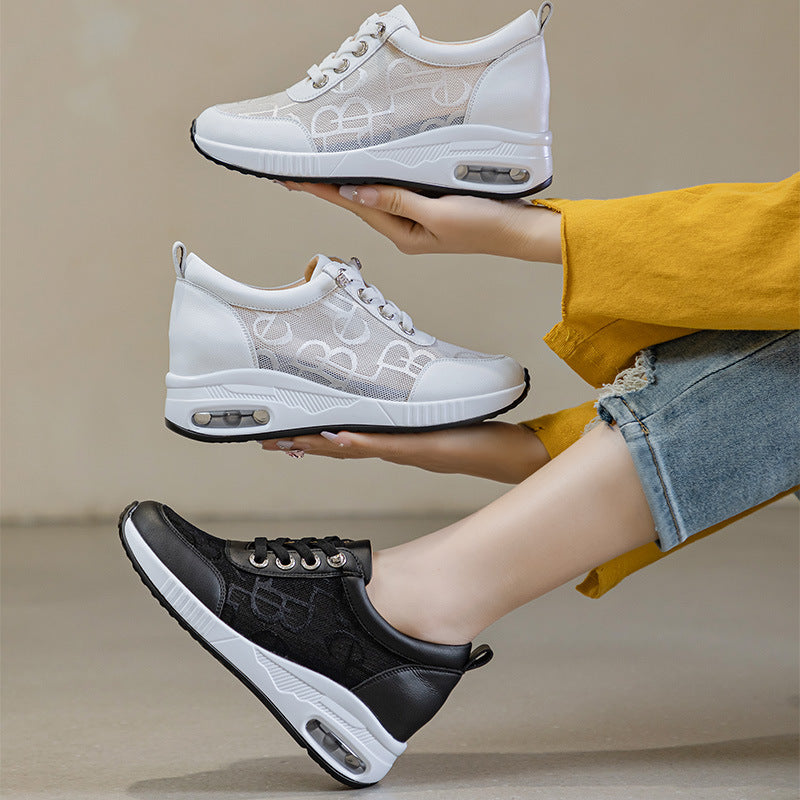 Women's Spring Mesh Breathable Height Increasing Insole Air Women's Casual Shoes