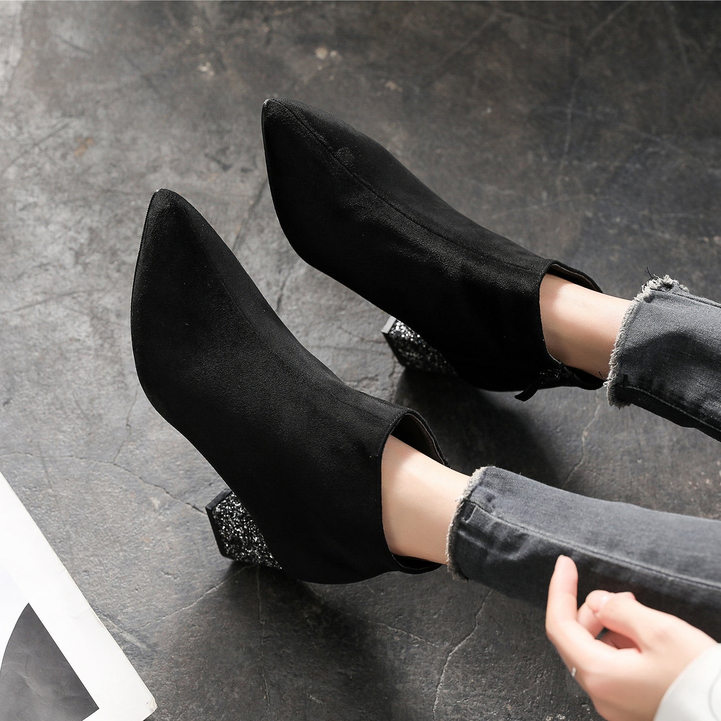 High Pointed Toe Small Size Ankle Boots