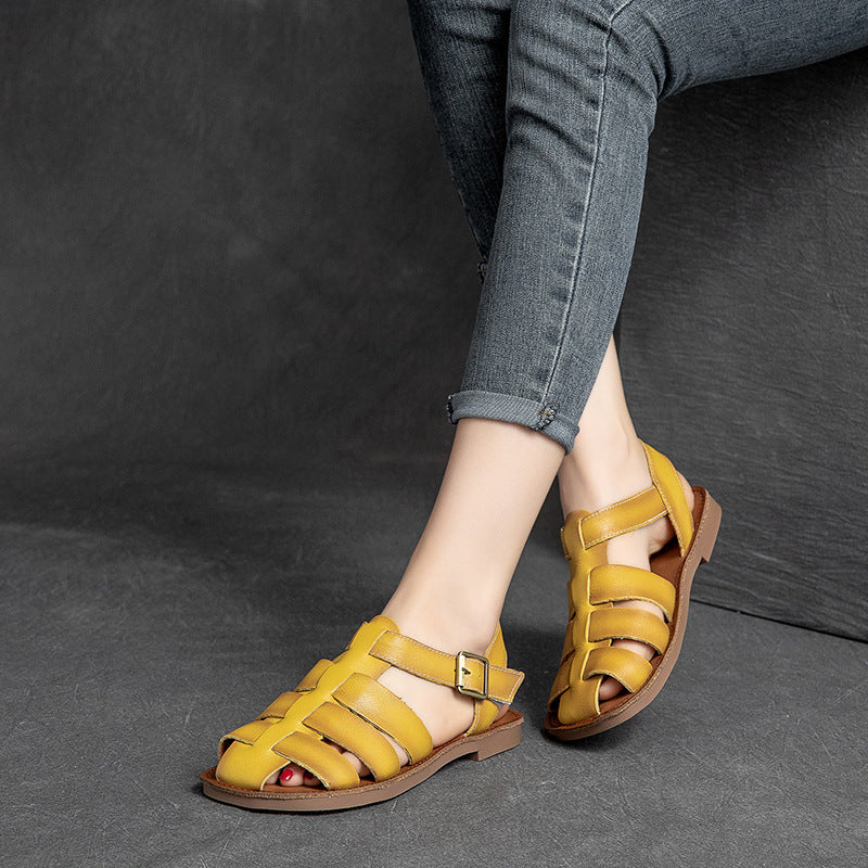 Women's & Men's Flat Low Top Retro Brushed Roman Sandals