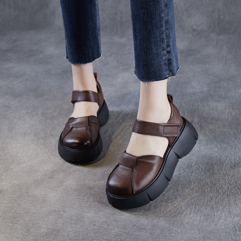 Closed Toe Strap Breathable Lightweight Platform Vintage Hollow Sandals