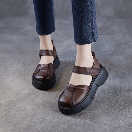 Closed Toe Strap Breathable Lightweight Platform Vintage Hollow Sandals
