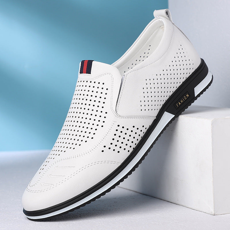 Men's Summer Soft Bottom Business Hollow Slip-on Leather Shoes