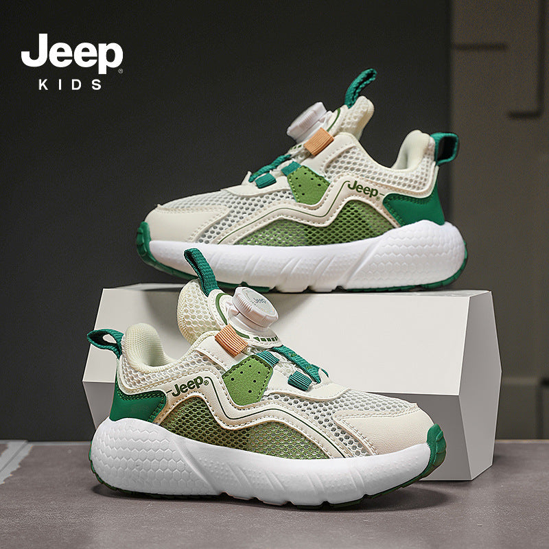 Children's Rotating Button Breathable Mesh Double Boy's Kid's Sneakers