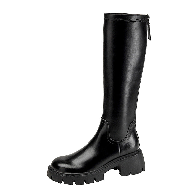 Fleece-lined Long Female Tall Knight Martin Boots