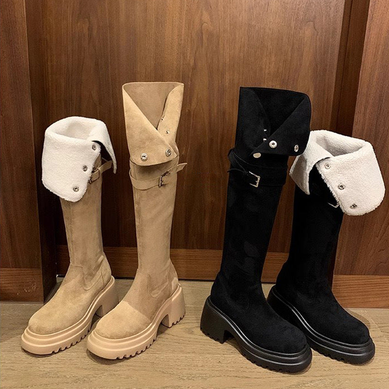 Women's Two-way Wear Over The Knee Winter Slimming Platform Knee-high Boots