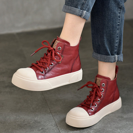 Women's Price Hand Grip Pattern Top Layer Cowhide Casual Shoes