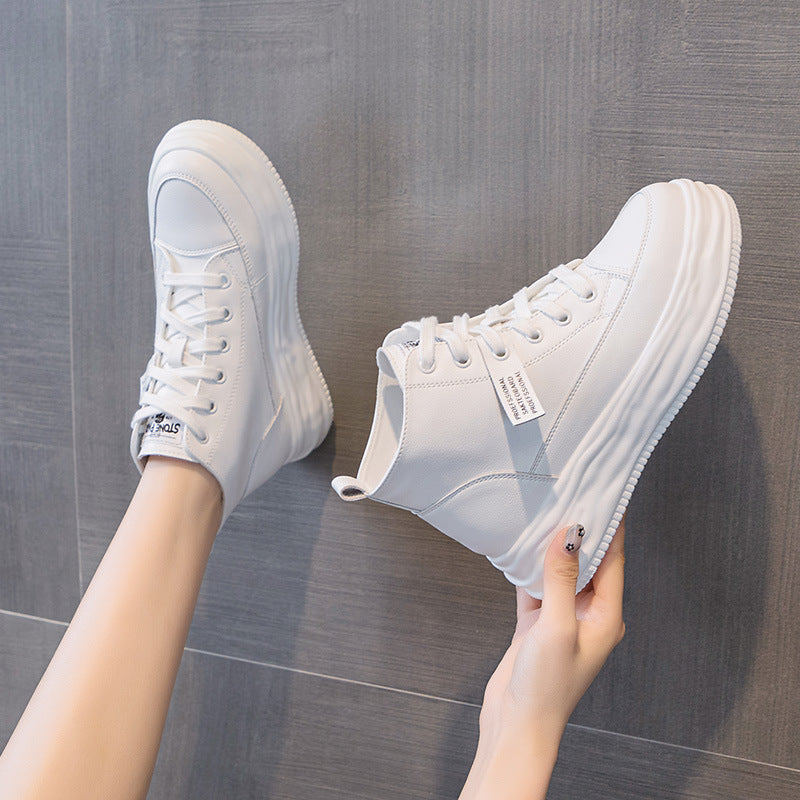 Women's Attractive Korean Platform White Sports Casual Shoes