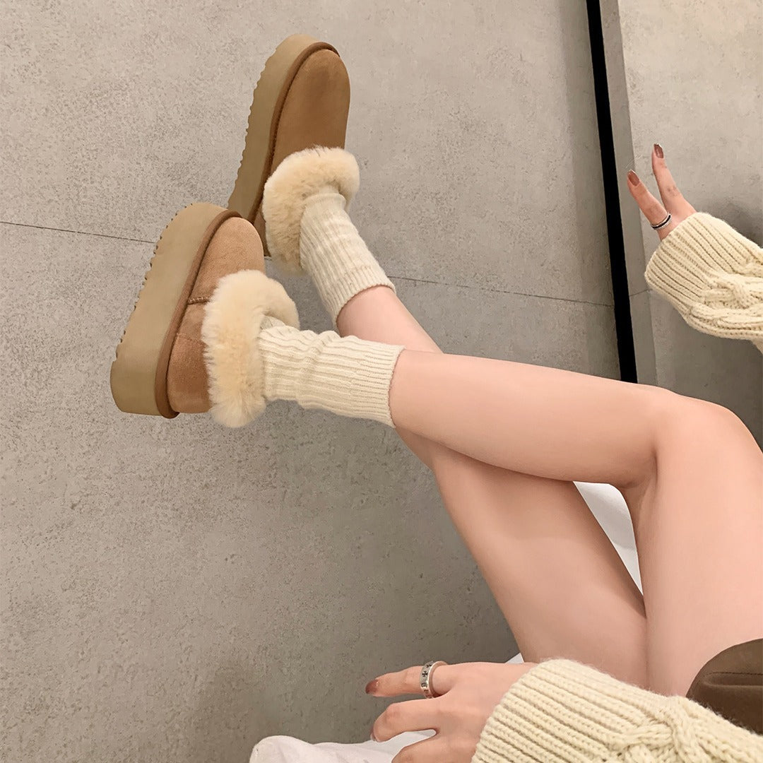 Lining Sheepskin Fur Integrated Thick Bottom Snow Boots