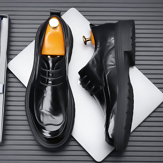 Men's Business Autumn Fashion Comfortable Big Head Leather Shoes