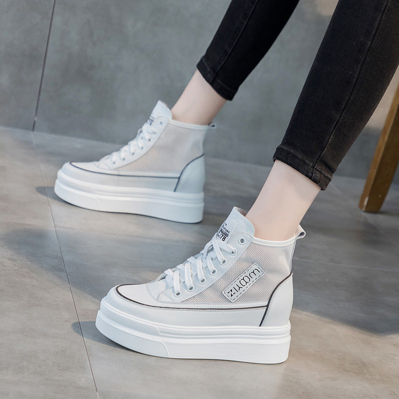Women's Spring Height Increasing Leisure Platform White Women's Sports Shoes