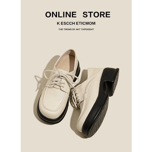 Women's Spring Platform Vintage British Lace Up Loafers