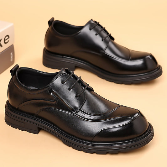 Men's First Layer Cowhide Business Commuter Big Head Leather Shoes
