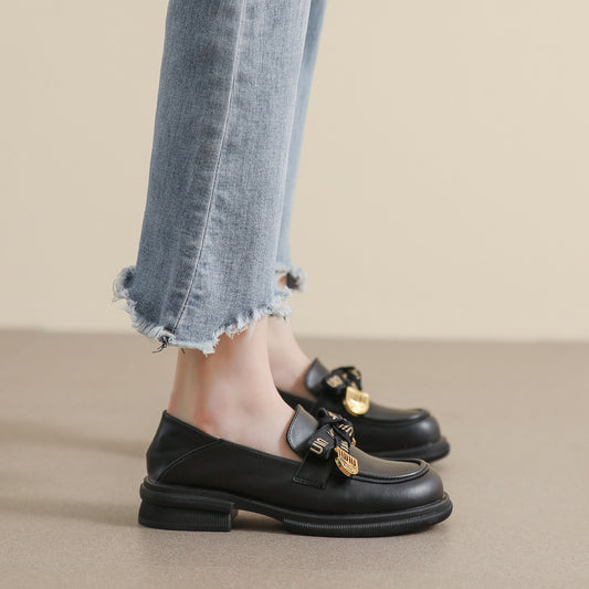 Female Platform Bow Vintage Two Wear Soft Loafers