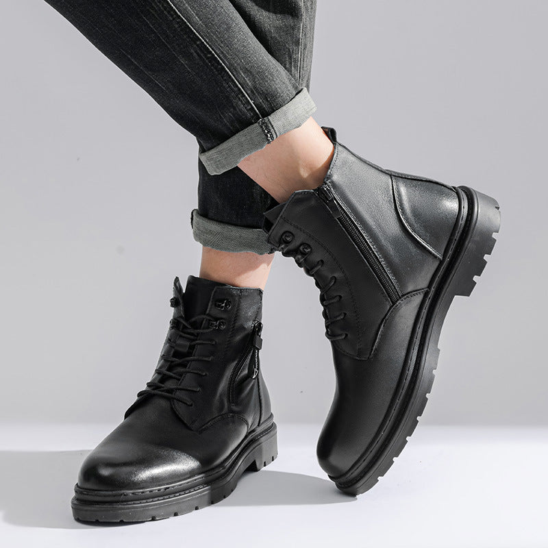 Men's Martin Dark Style First Layer Cowhide Boots