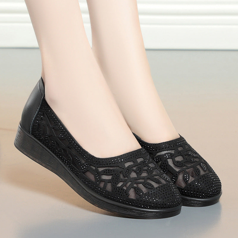 Women's Summer Genuine Wedge Mom Soft Bottom Sandals