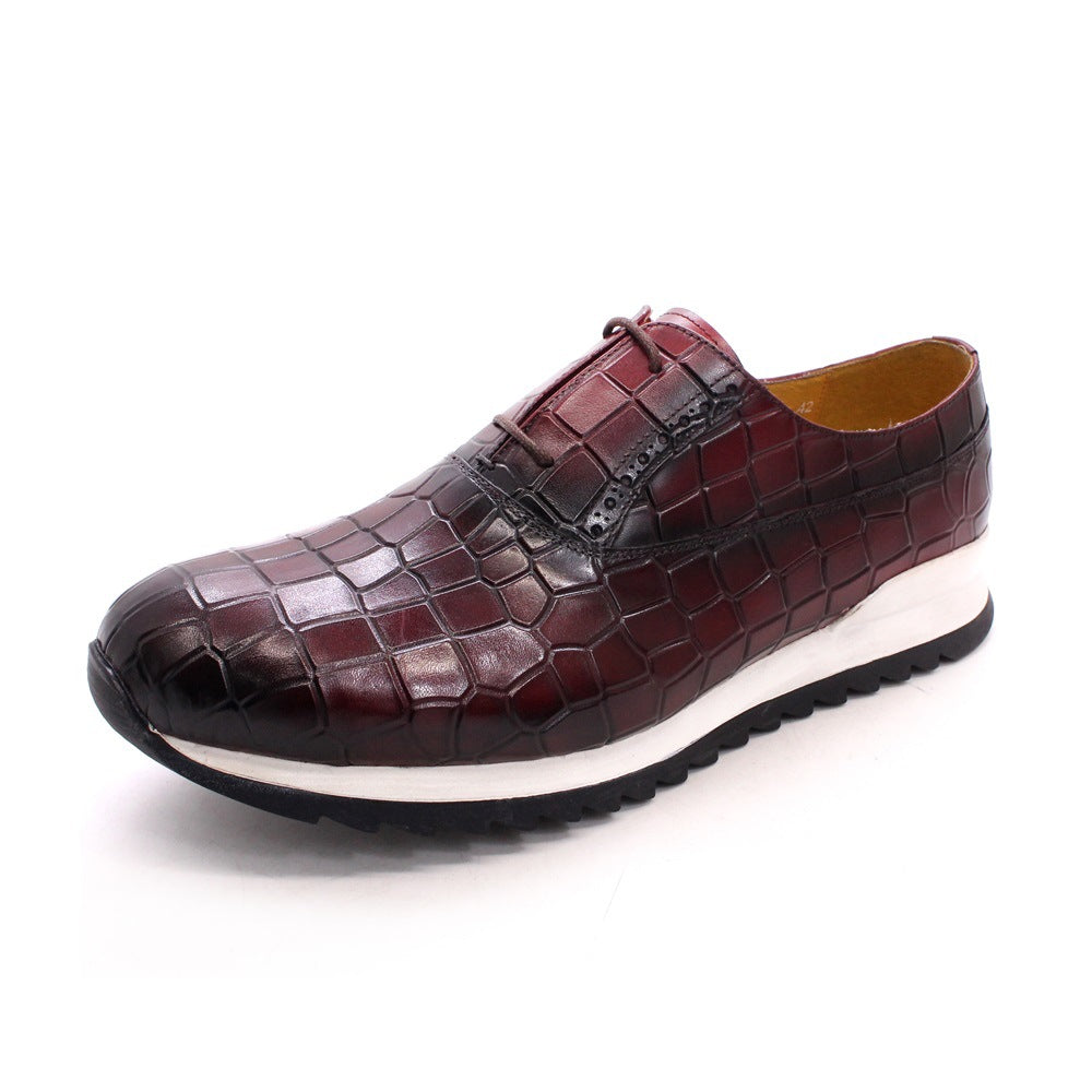 Men's Trendy Top Layer Cowhide Breathable Platform Leather Shoes