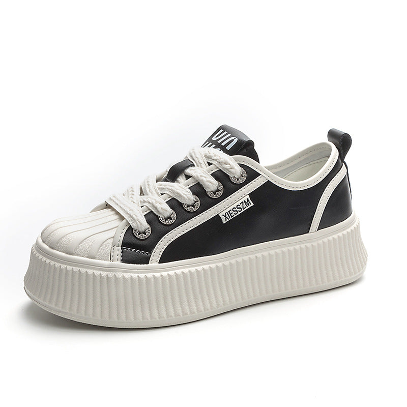 Women's Thick Bottom Hight Increasing Board Round Casual Shoes