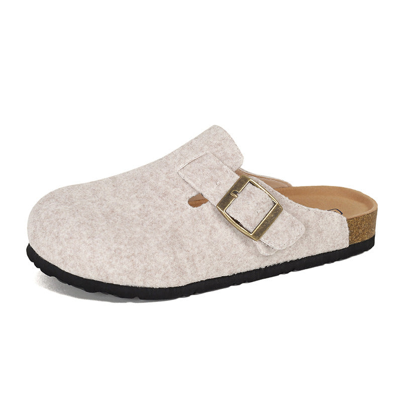 Women's Flat Large Round Toe Fluffy Thick Bottom Cap Sandals