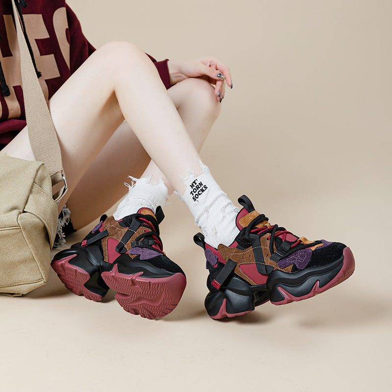 Women's Clunky Winter Fleece-lined Platform Height Increasing Sneakers