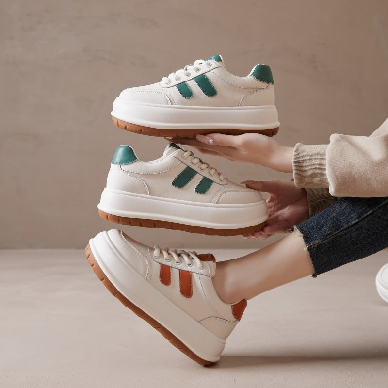 Women's Platform White Spring Korean Style Round Casual Shoes