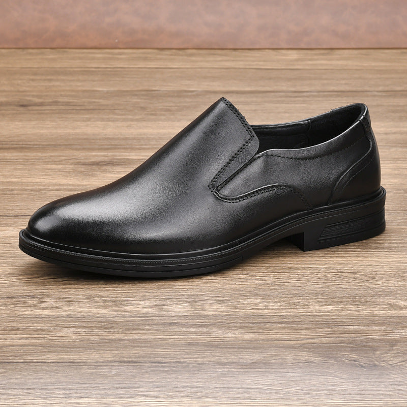 Men's Breathable Formal Suit First Layer Cowhide Slip-on Thick Bottom Lightweight Leather Shoes