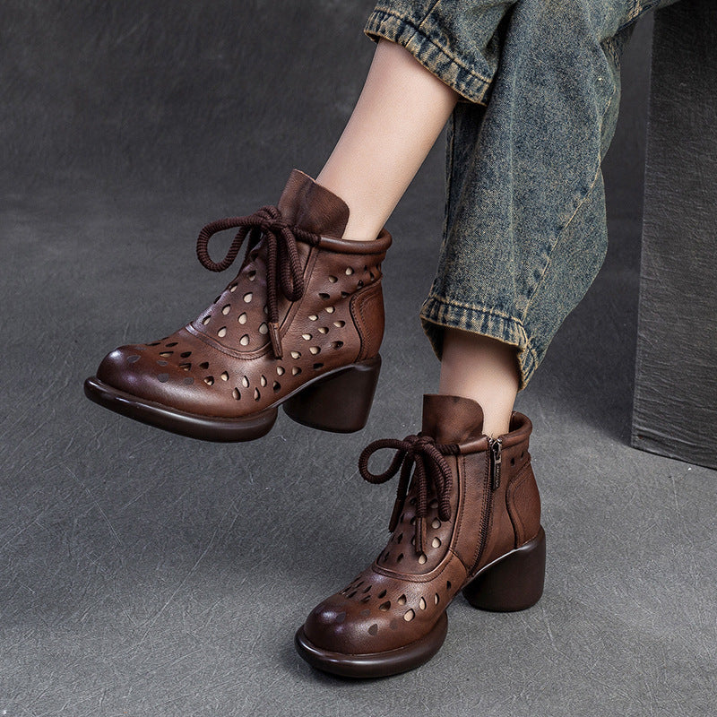 Women's & Men's Side Zipper Top Layer Cowhide Retro Men's Shoes