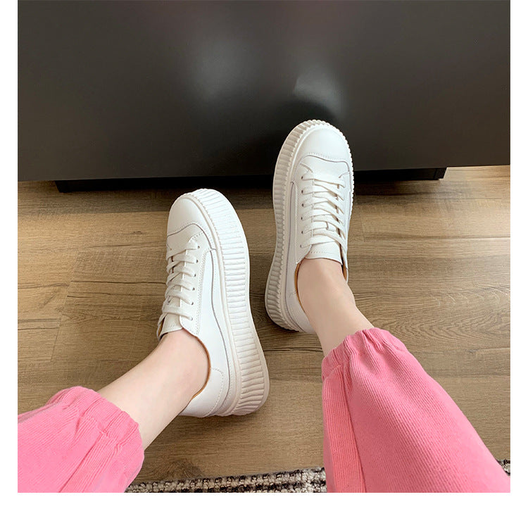 Shape Thick Bottom White Pumps Korean Style Sneakers