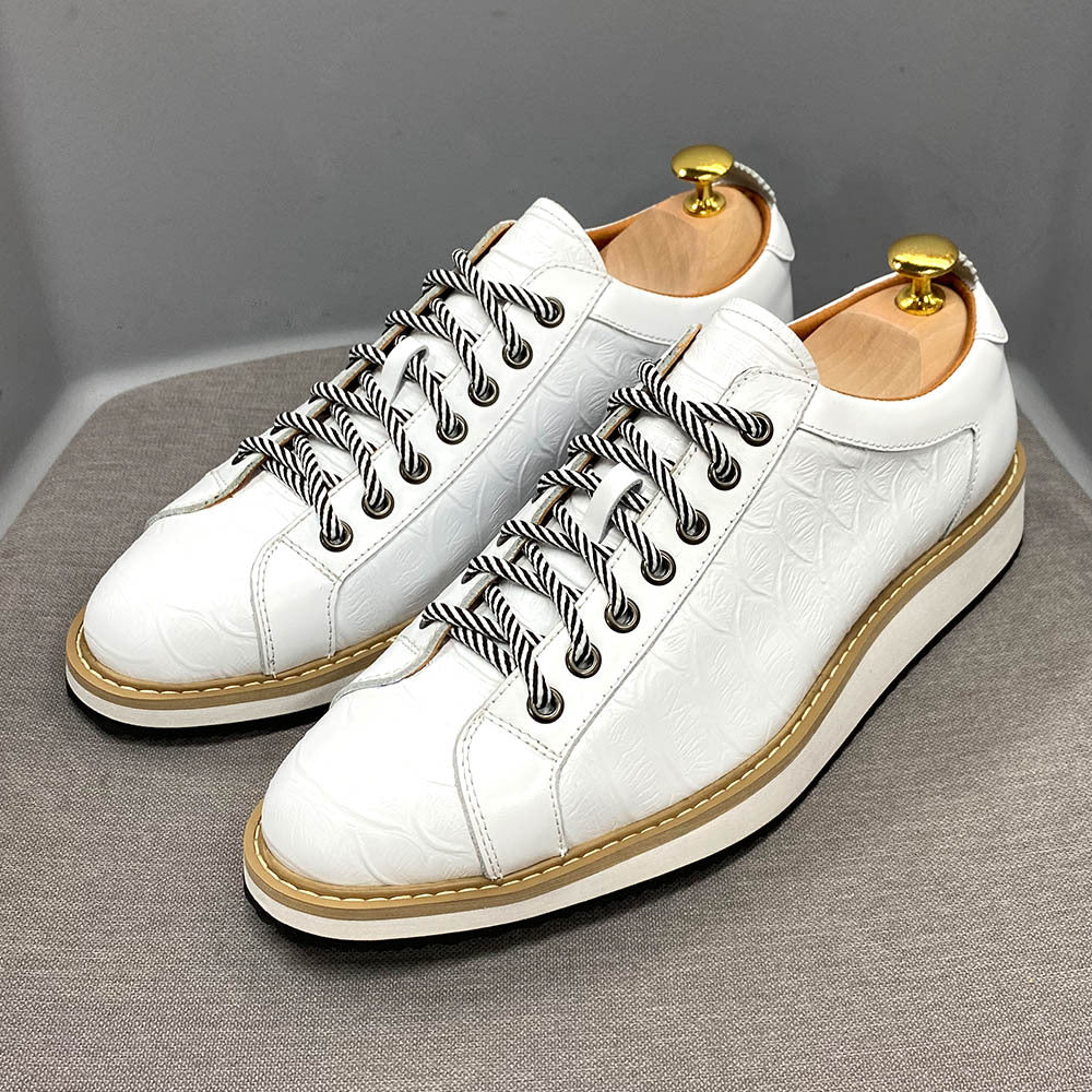 Men's Genuine Platform Daily Pumps Fashion Crocodile Leather Shoes