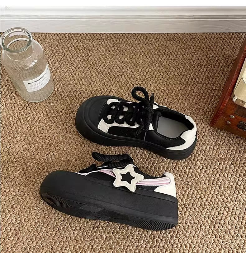 Women's Ugly Cute Bread Spring Korean Style Round Toe White Casual Shoes