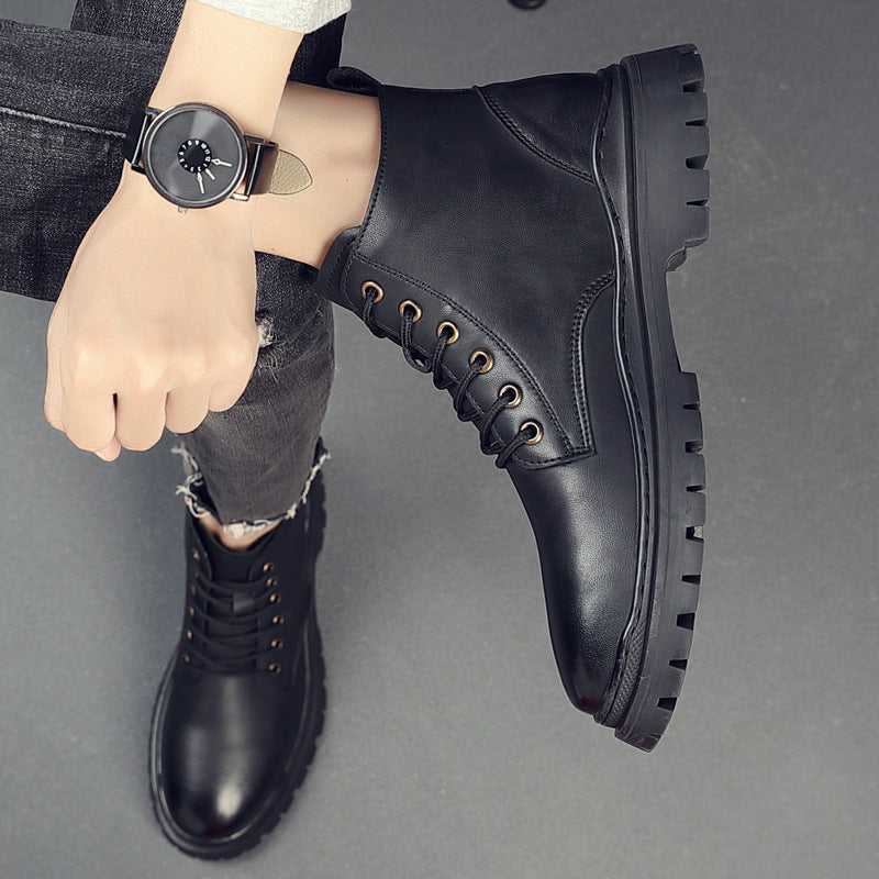 Men's British Korean Martin Black Working Wear Boots