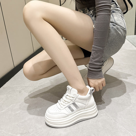 Size Platform Height Increasing Sports White Casual Shoes