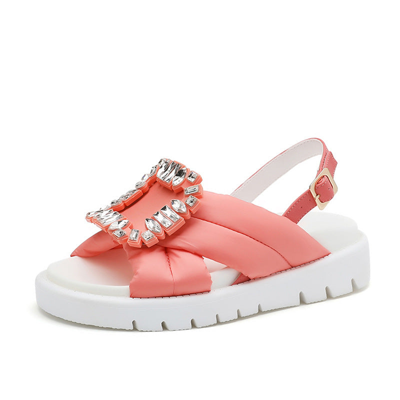 Women's Buckle Flat Platform Genuine Fashion Fashionable Sandals