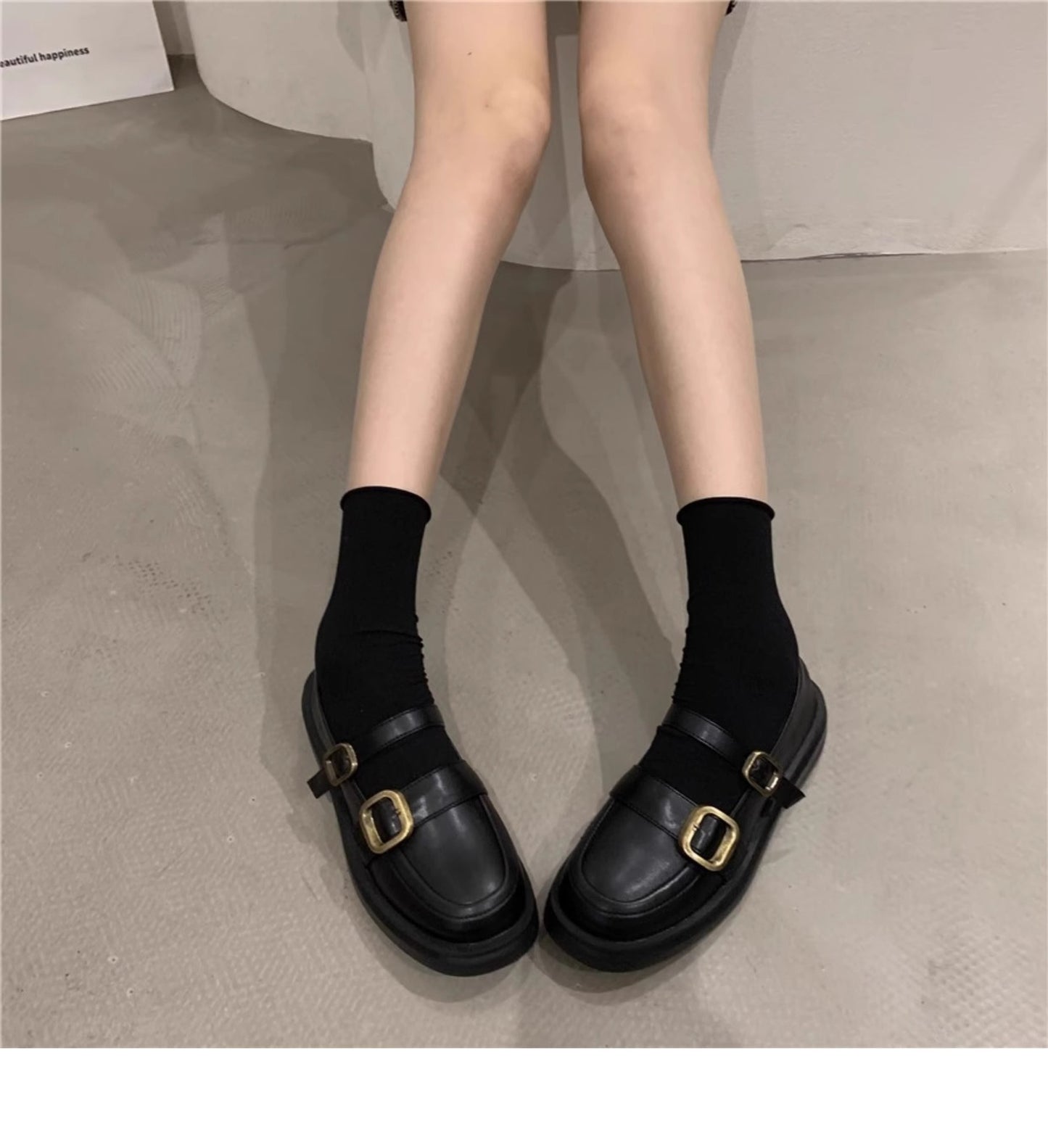 Women's British Style Mary Jane Big Toe Leather Shoes