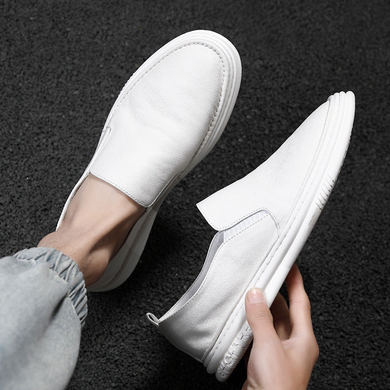 Men's One Pedal Breathable Korean Lazy White Loafers