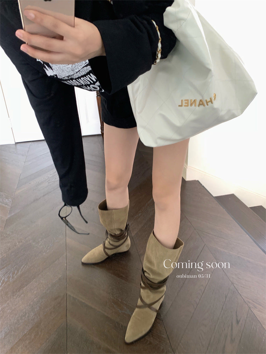 Master Autumn Pile Style Flat Pointed Boots