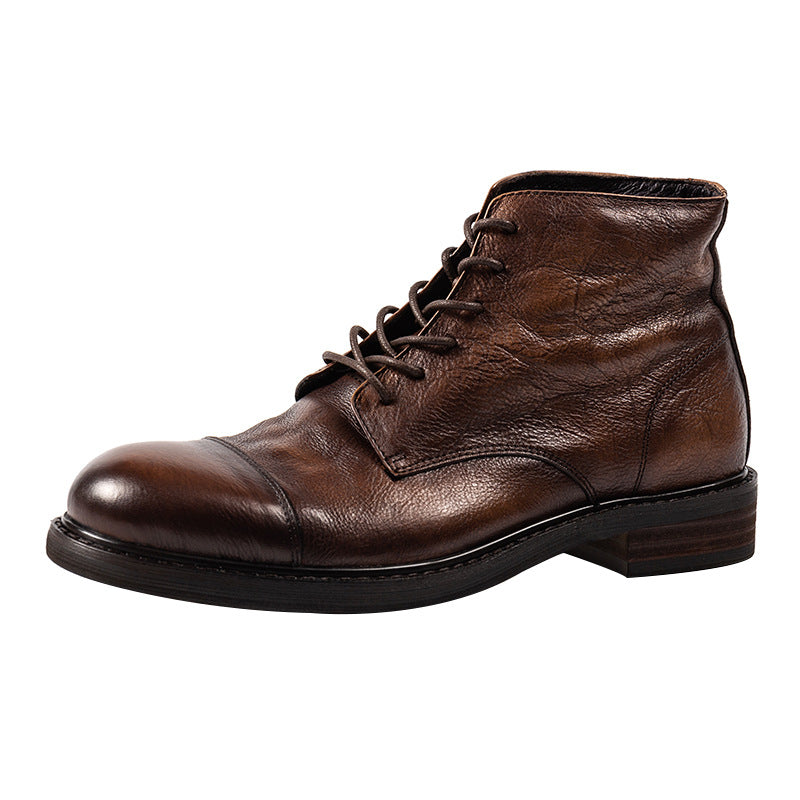 Men's Working Hand-rub Color First Layer Cowhide Boots