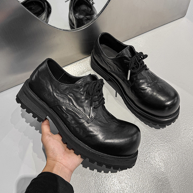 Men's Young High-grade Heightened Design Sense Niche British Leather Shoes