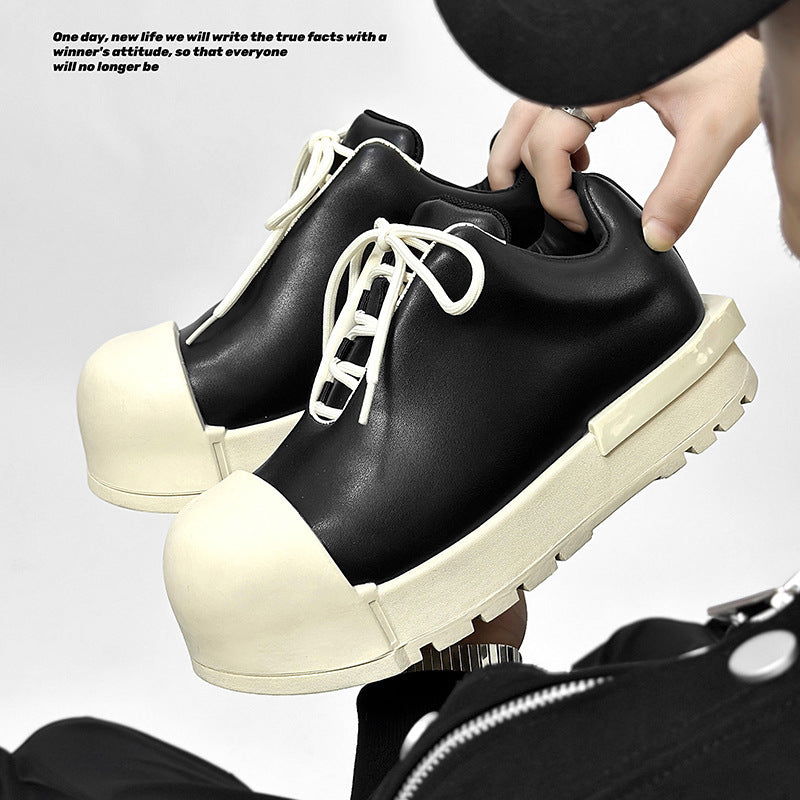 Men's Goods Niche Design Mickey Big Head Genuine Platform White Fashionable Men's Casual Shoes