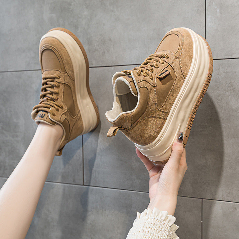 Women's Platform White Spring Comfortable Small Height Casual Shoes