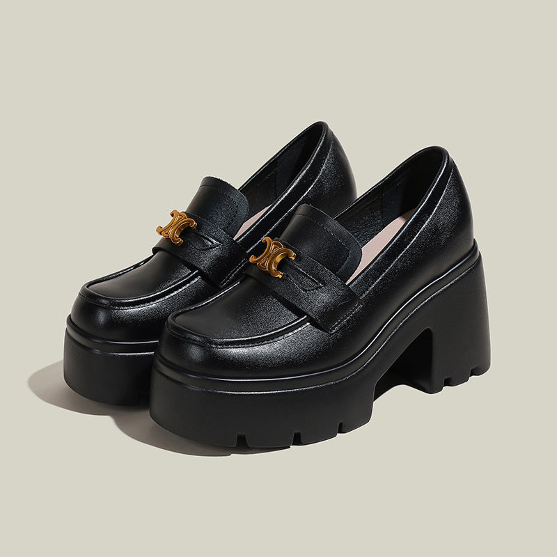 Women's Invisible Elevated Arc Size Thick-soled British Loafers