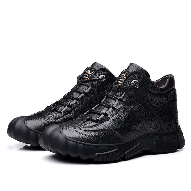 Men's Cotton Winter Warm Front Side Zipper Real Men's Shoes