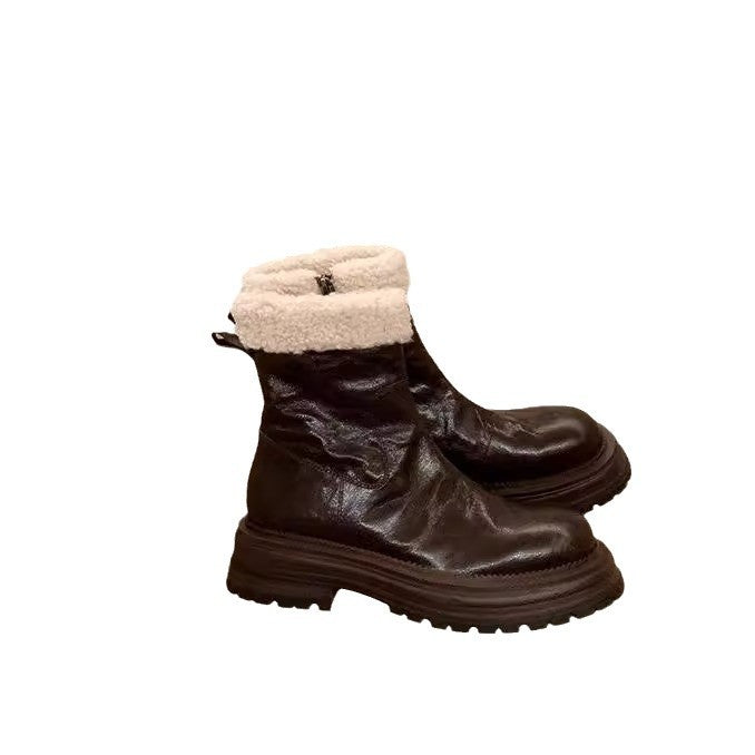 Women's Martin To Winter Small Fleece-lined Platform Lamb Snow Boots