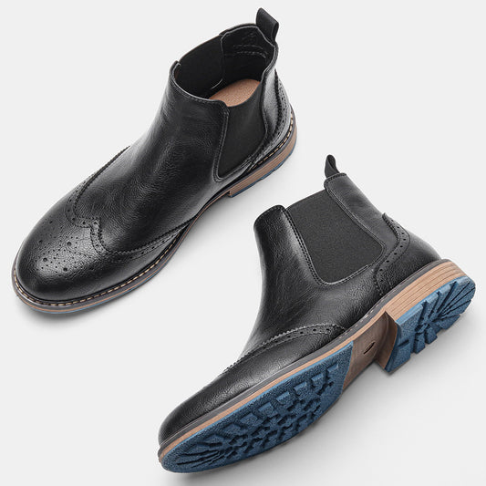 Men's Glamorous Chelsea Carved Brogue Vintage Boots