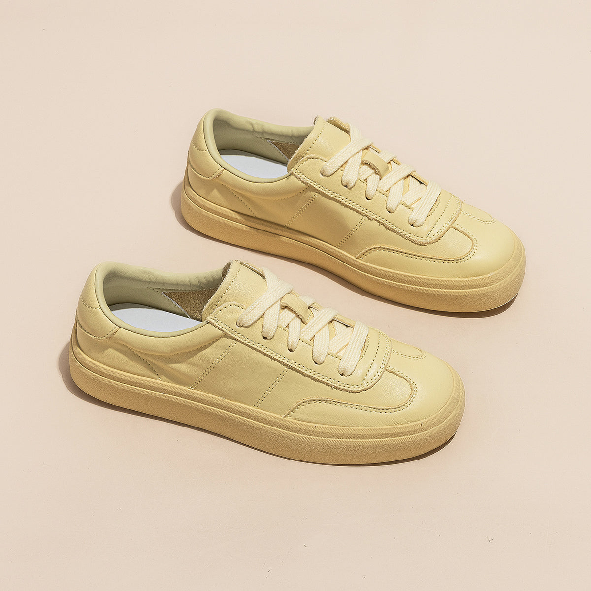 Women's White For Summer Flat Top Layer Cowhide Comfort Women's Casual Shoes