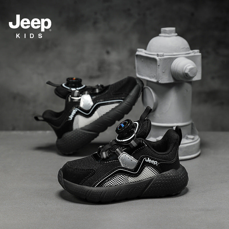 Children's Rotating Button Breathable Mesh Double Boy's Kid's Sneakers