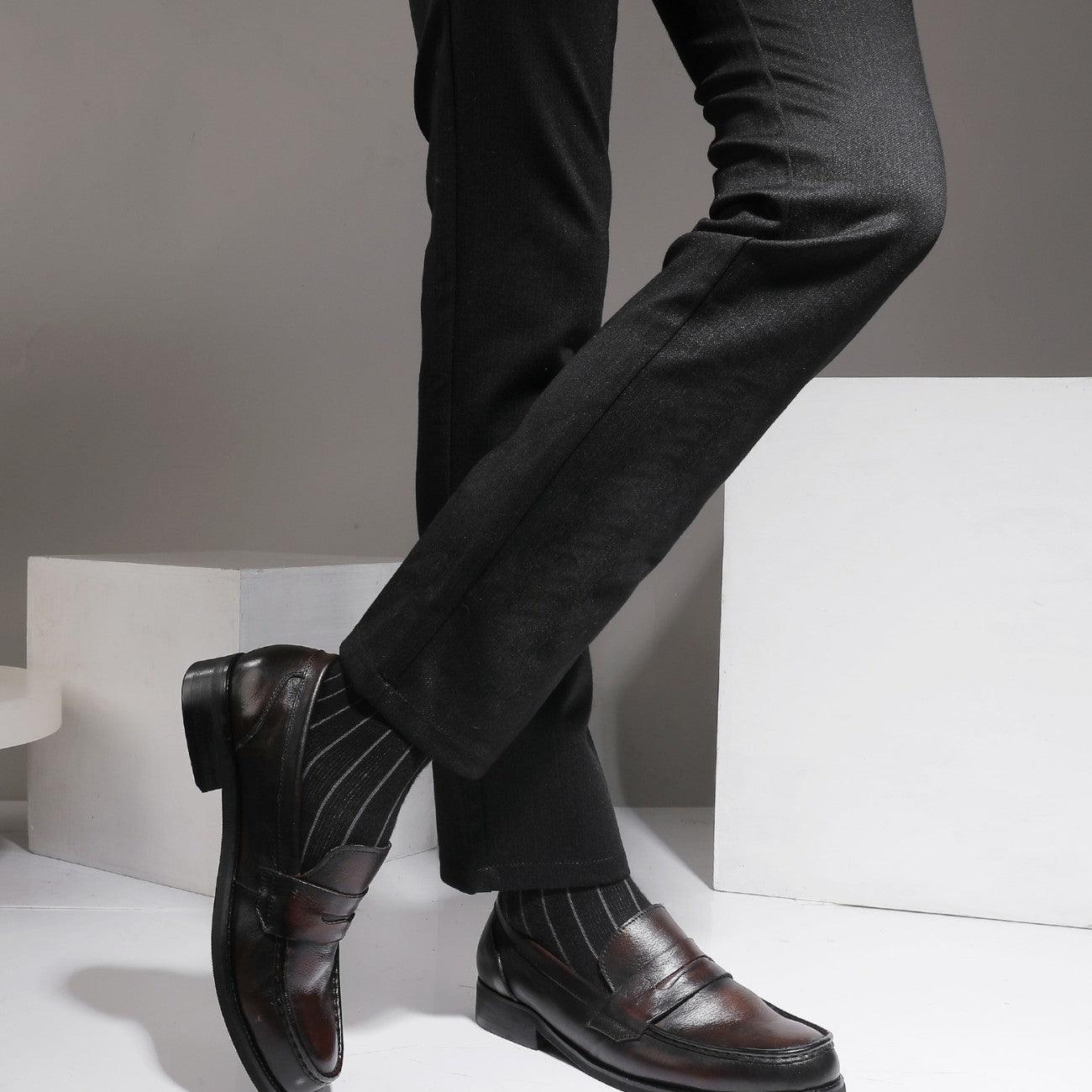 Men's Winter Rubber Outsole Slip-on Business Formal Wear Leather Shoes