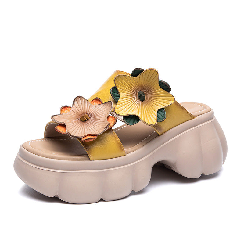 Women's Layer Cowhide For Summer Breathable Ethnic Style Sandals