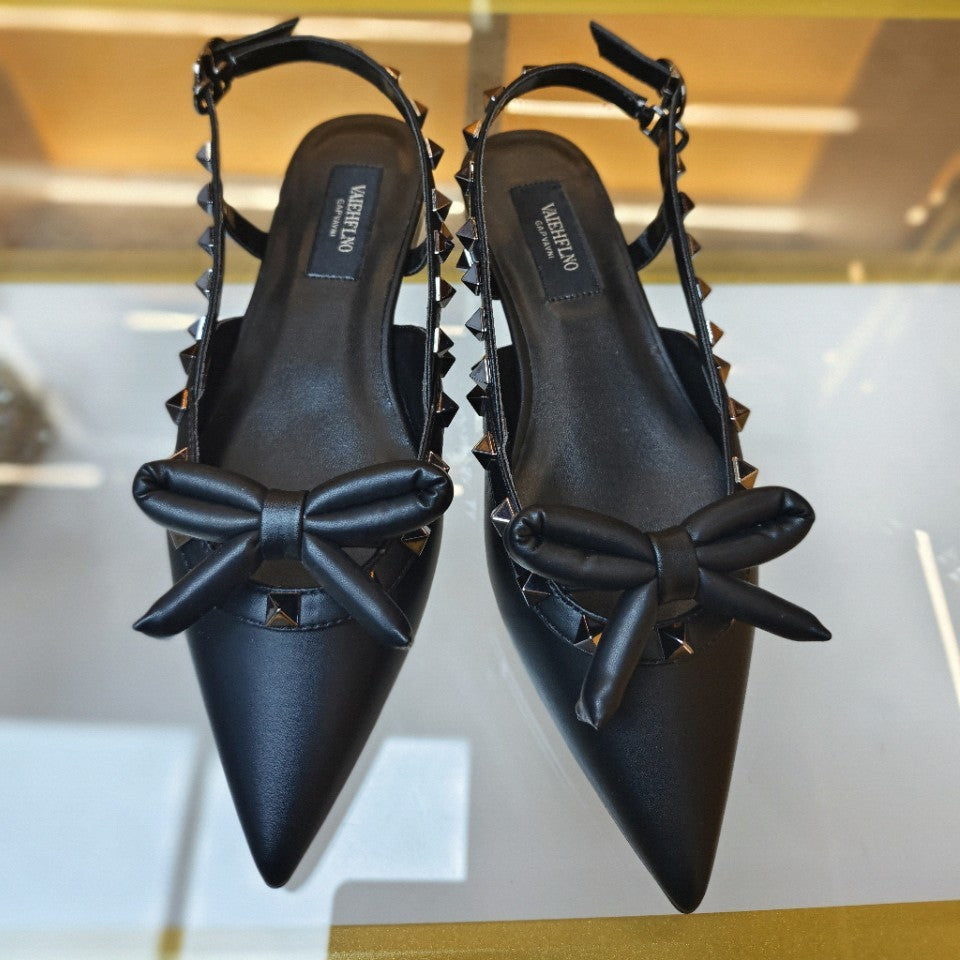 Women's Flats Closed Toe Rivet Bow For Heels